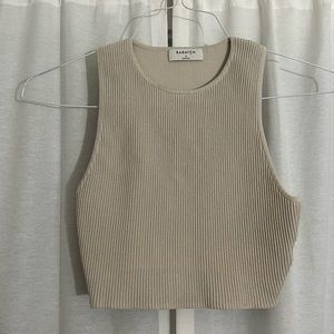 Babaton Sculpt Knit High-Neck Cropped Tank. Women’s Small. Cream.